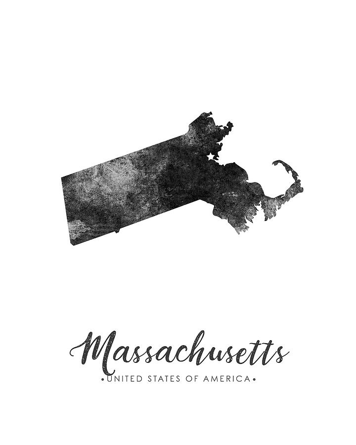 Massachusetts State Map Art - Grunge Silhouette Mixed Media by Studio Grafiikka
