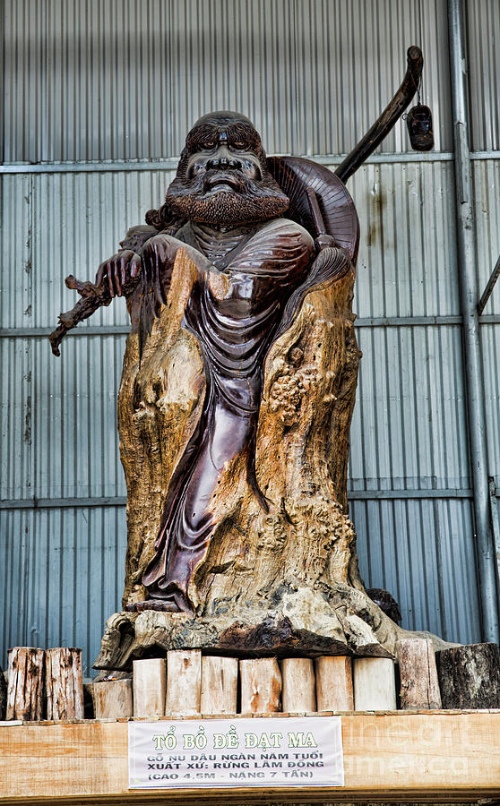 Massive Wood Statue Cravings Vietnam  Photograph by Chuck Kuhn