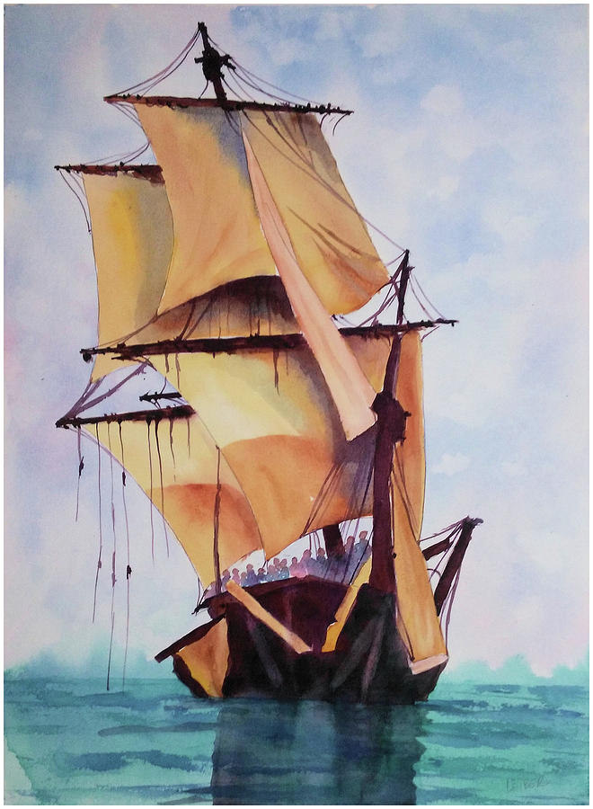 Russell Crowe Painting - Master and Commander Tall Ship by Donna Leiber