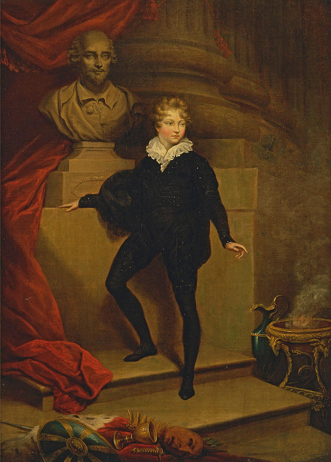 Master Betty as Hamlet before a bust of Shakespeare Painting by James Northcote