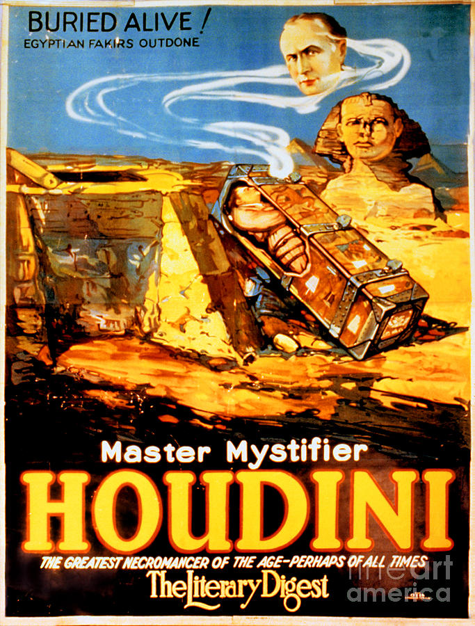 Vintage Painting - Master mystifier Houdini Rare Vintage by Vintage Treasure