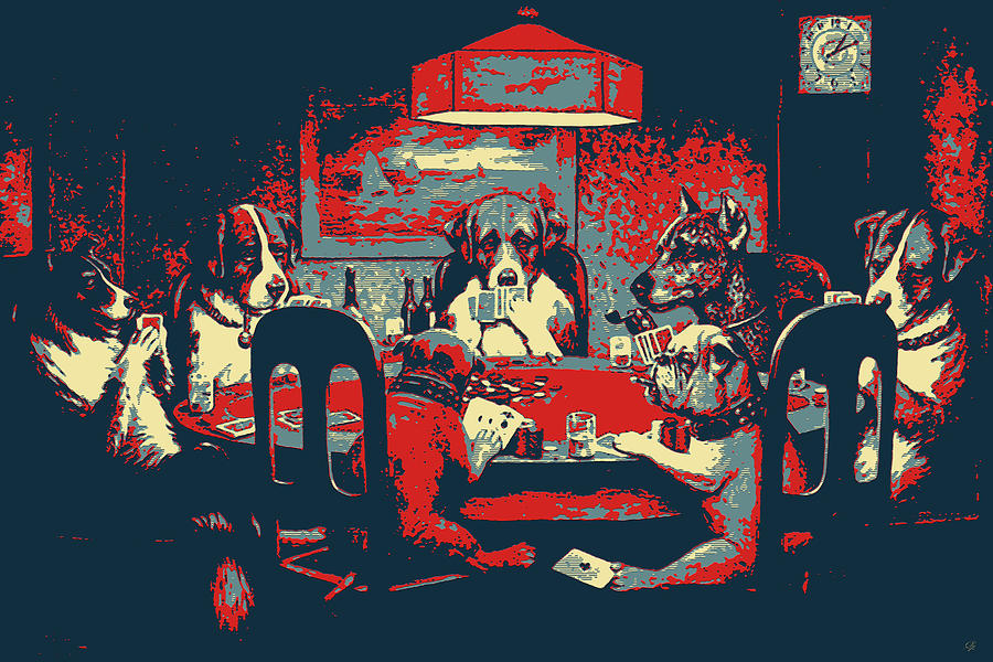 Masterpieces Revisited - Dogs Playing Poker - A Friend in Need by C. M. Coolidge Digital Art by Serge Averbukh