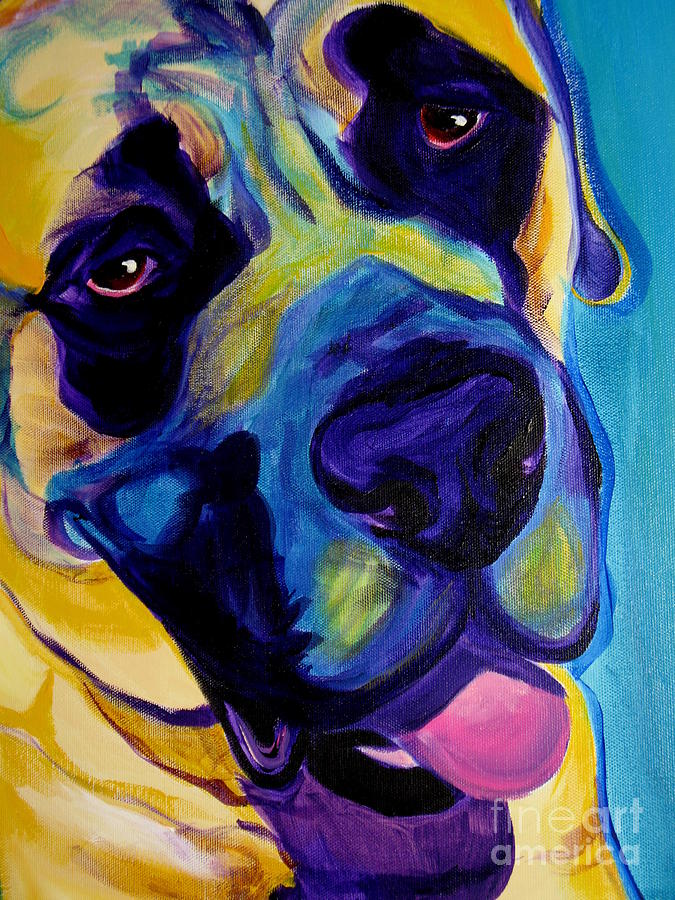 Dog Painting - Mastiff - Lazy Sunday by Dawg Painter