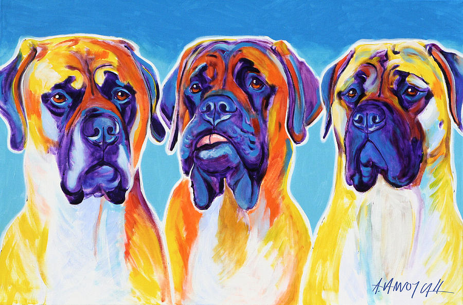 Mastiff Painting - Mastiffs - All in the Family by Dawg Painter