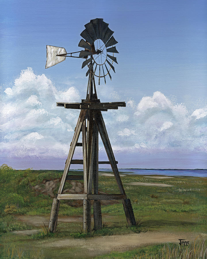 Nature Painting - Matagorda Beach Windmill by Jimmie Bartlett