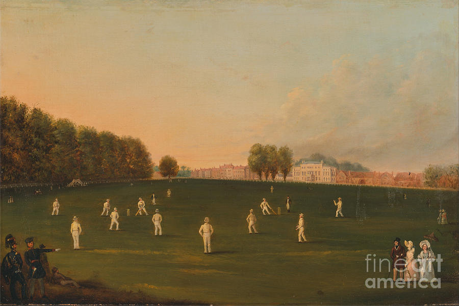 Match Of Cricket At Hampton Court Painting by Celestial Images