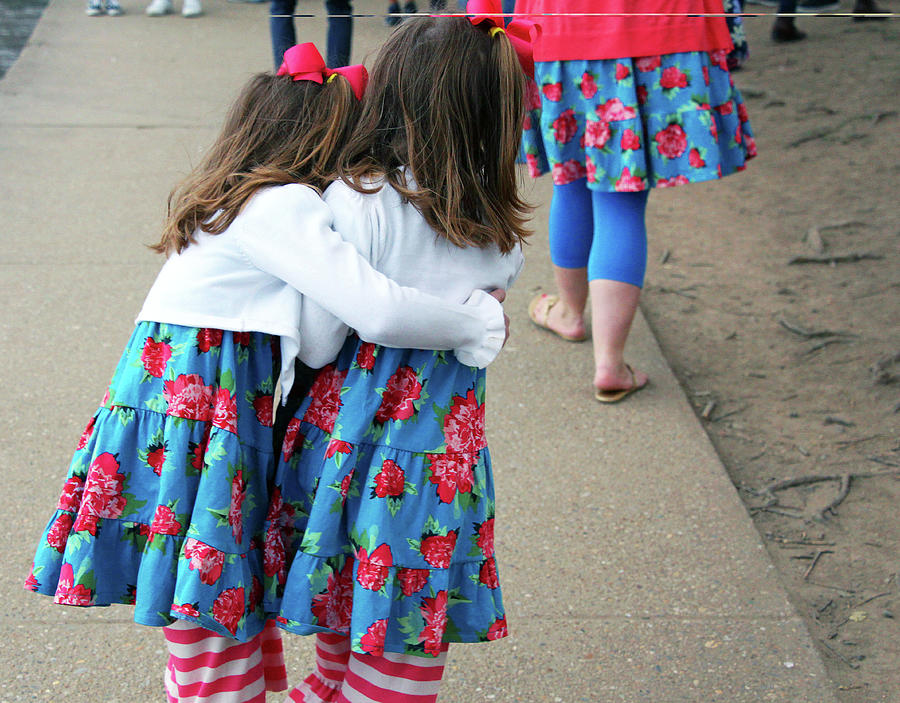 Matching Dresses -- A Mother And Her Twin Daughters Photograph by Cora Wandel