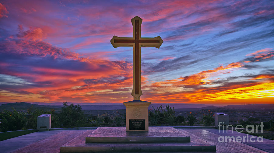 Christian Cross and Amazing Sunset Photograph by Sam Antonio