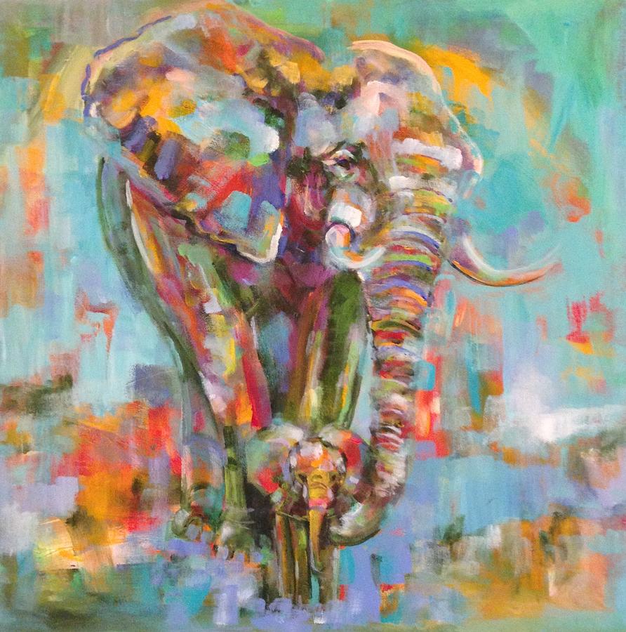 Elephant Painting - Maternal Instinct by Molly Wright