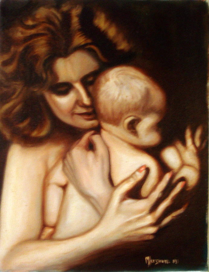 Portrait Painting - Maternal Love by Lia  Marsman