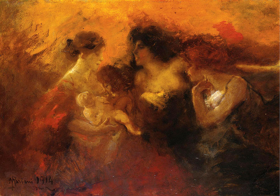 Maternity Painting by Pompeo Mariani