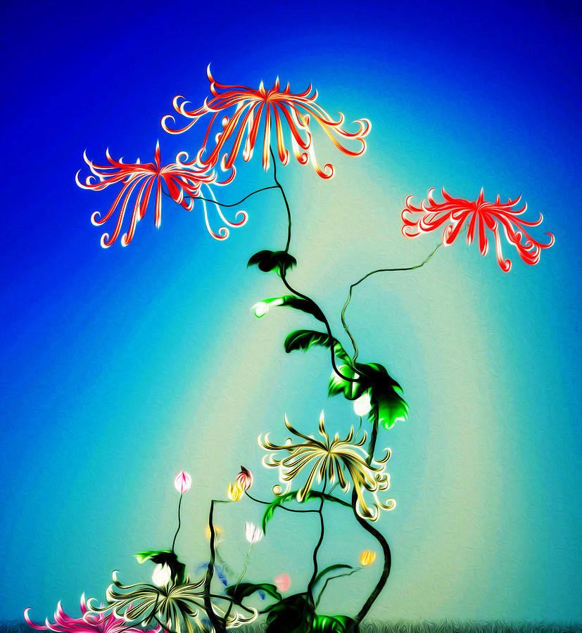 Math Chrysanthemum 1 Digital Art by GuoJun Pan