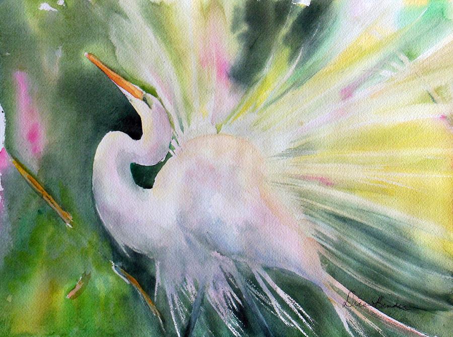 Egrets Painting - Mating Season, Egrets wanted, water birds of elegance, by Diane Binder Egrets Painting - Mating Season, Egrets wanted, water birds of elegance, by Diane Binder