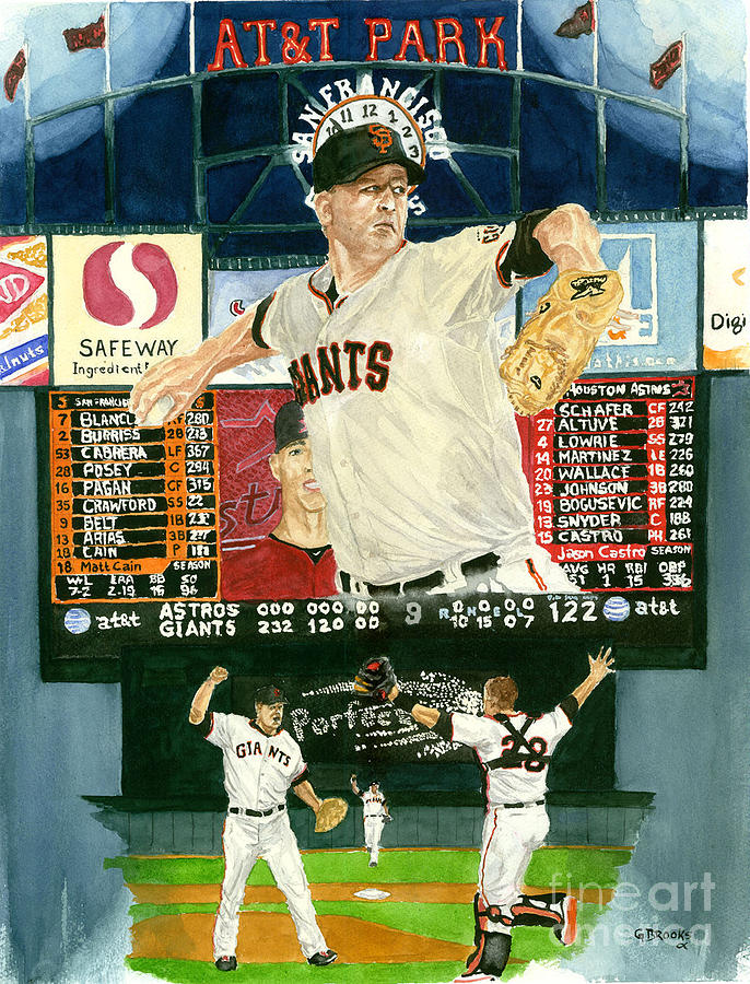 San Francisco Giants Painting - Matt Cain Perfect Night by George  Brooks