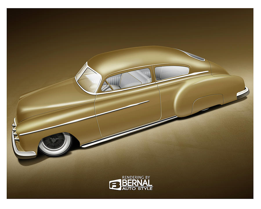 Matte Gold 49 Chevy Custom Digital Art by Matt Bernal - Pixels