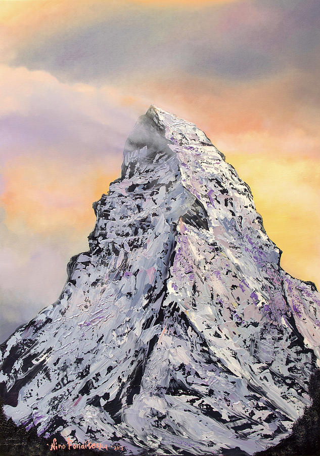 Sunset Painting - Matterhorn. Sunset by Nino Ponditerra