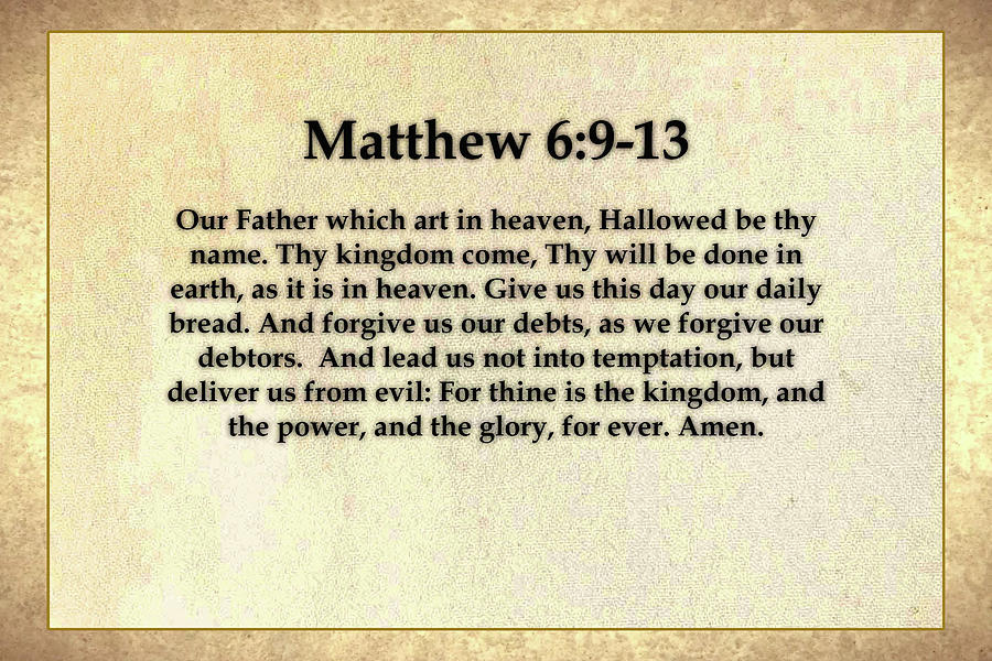 Bible Verse Drawing - Matthew 6 and 9-13 by Sherman Rivers.