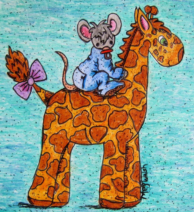 Mattie Mouse on an adventure Drawing by Megan Walsh