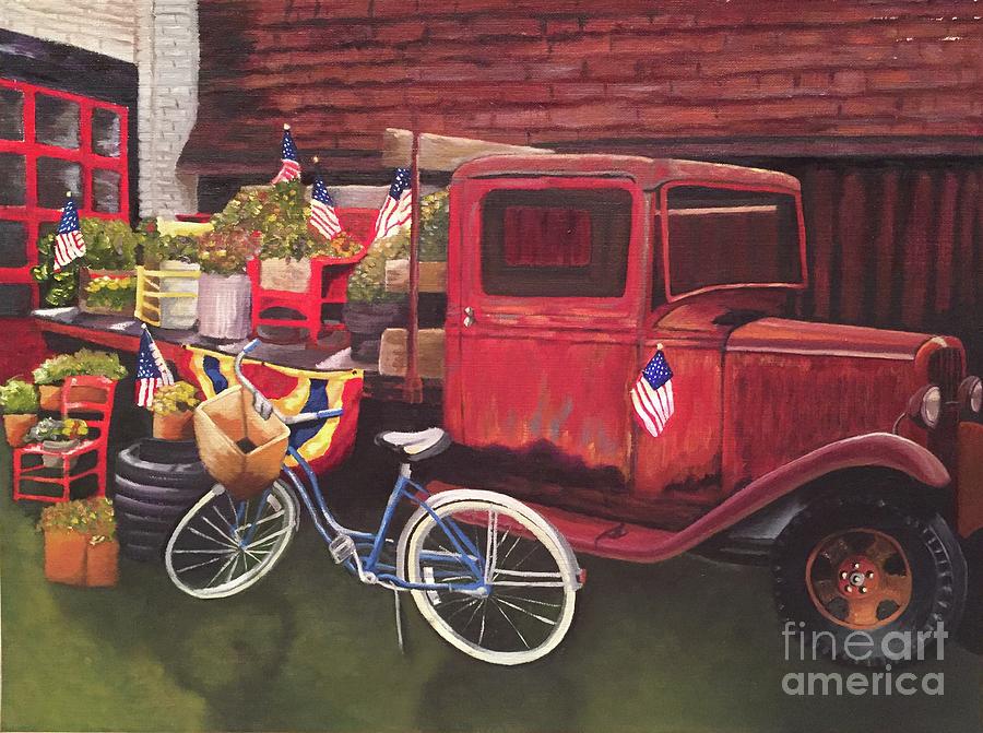 Maudes Garage Painting by Jennefer Chaudhry