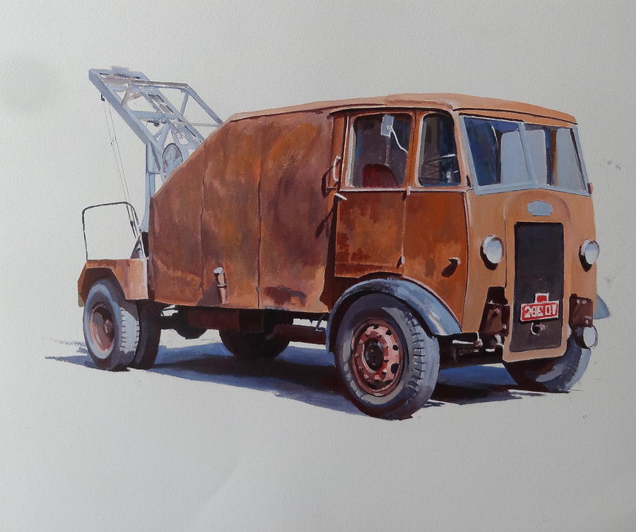 Maudslay wrecker. Painting by Mike Jeffries