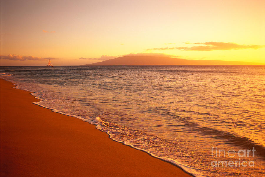 Maui, Hazy Orange Sunset Photograph by Dana Edmunds - Printscapes