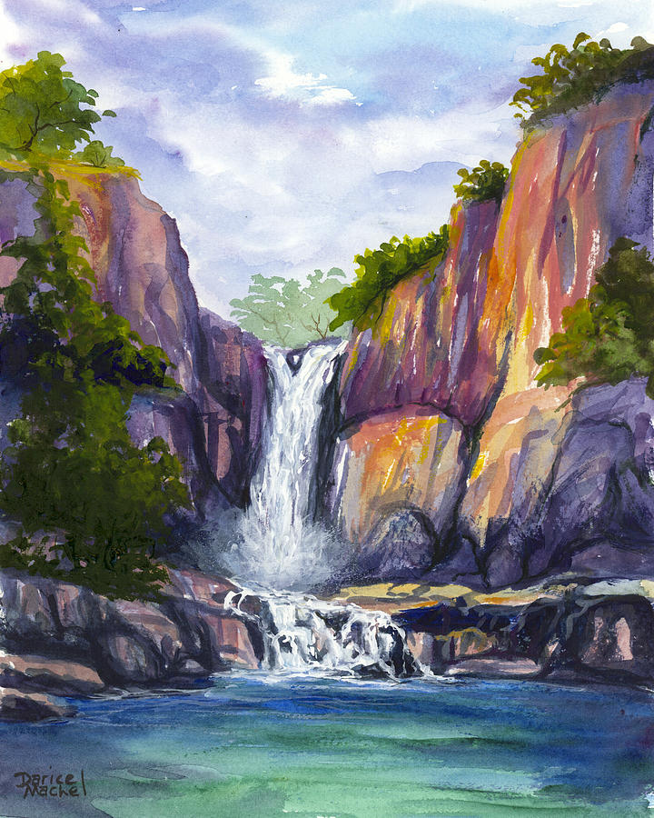 Landscape Painting - Maui Waterfall by Darice Machel McGuire