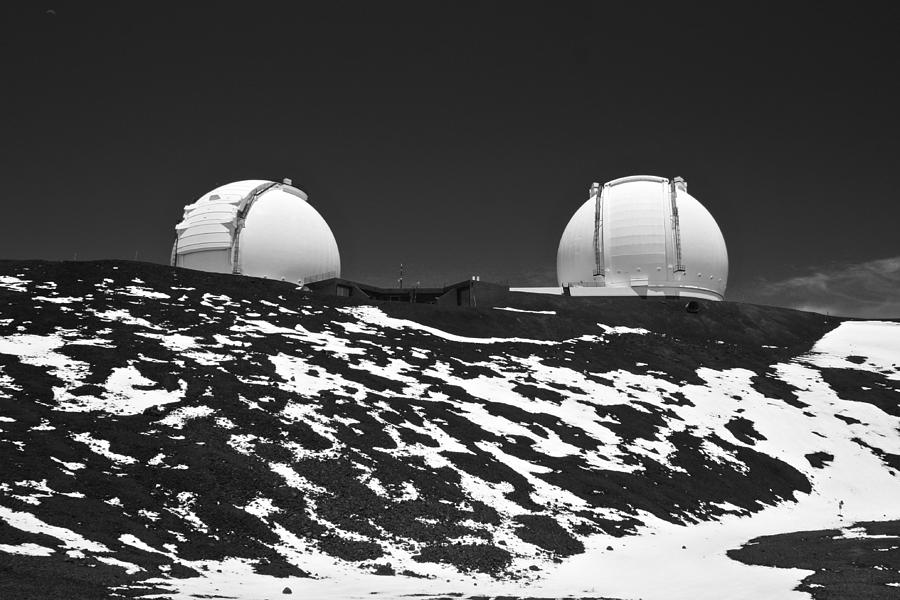 Mauna Kea Observatories in Black and White Photograph by Venetia Featherstone-Witty