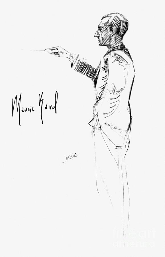 Maurice Joseph Ravel Drawing by Hilda Wiener