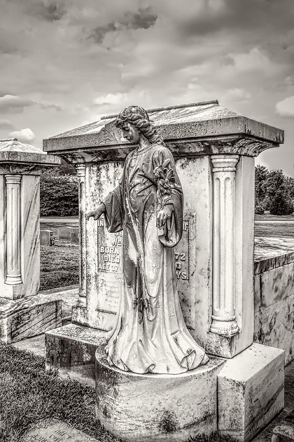 Mausoleum Angel bw Photograph by Melissa Bittinger