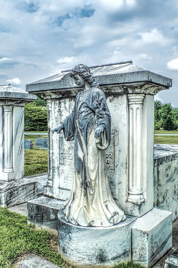 Angel Photograph - Mausoleum Angel Cemetery Landscape by Melissa Bittinger