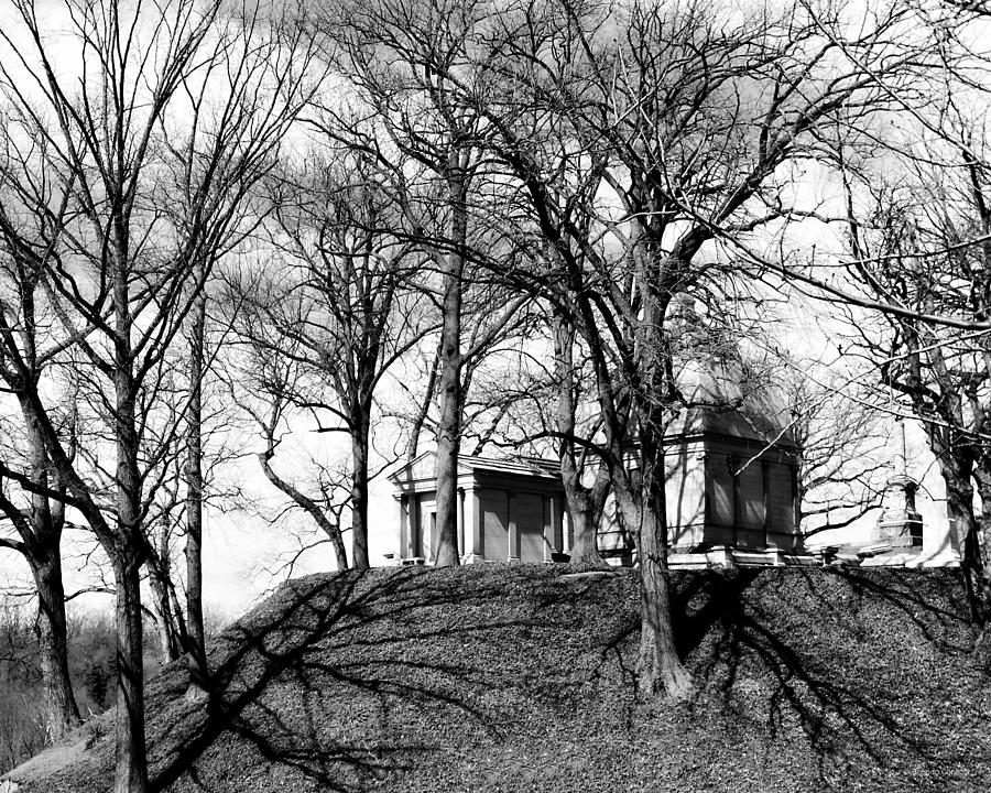 Black And White Photograph - Mausoleum Hill BW by Dark Whimsy