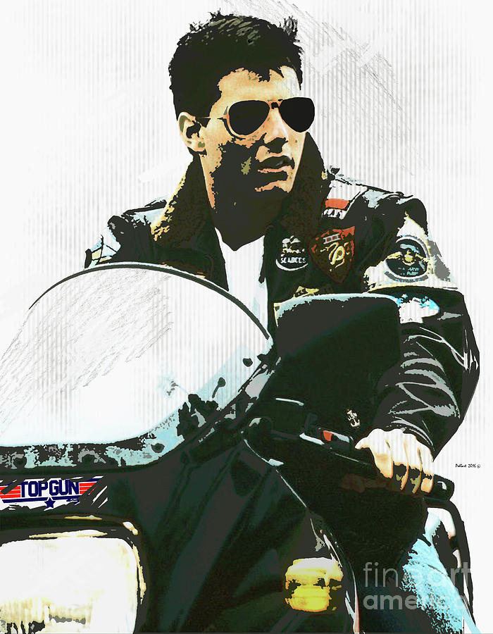 Maverick, Top Gun, Kawasaki Ninja 900, Tom Cruise Painting by Thomas Pollart