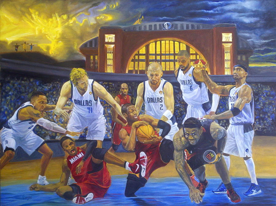 Dwyane Wade Painting - Mavericks Defeat The King and His Court by Luis Antonio Vargas