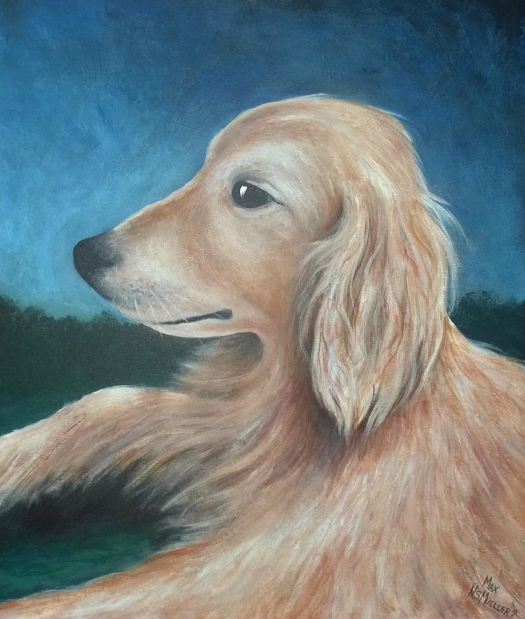 Max- Portrait of a Golden Retriever Painting by Nancy Mueller