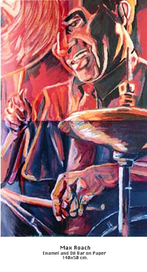 Jazz Painting - Max Roach by Ellen Lefrak