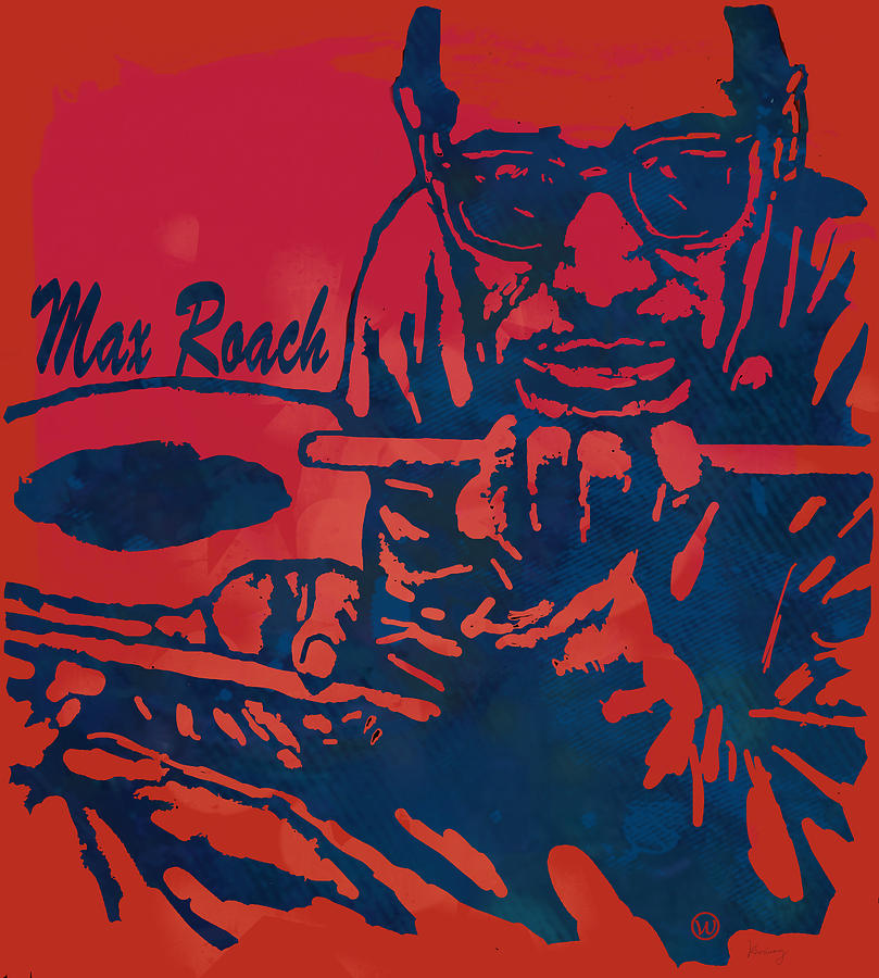 Miles Davis Drawing - Max Roach pop  stylised art sketch poster by Kim Wang