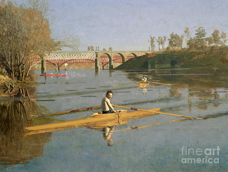 Max Schmitt in a Single Scull Painting by Thomas Cowperthwait Eakins