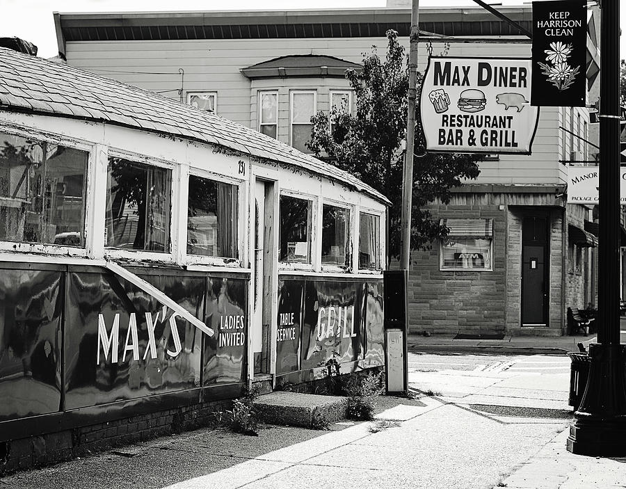 Maxs Diner New Jersey Black and White Photograph by Terry DeLuco
