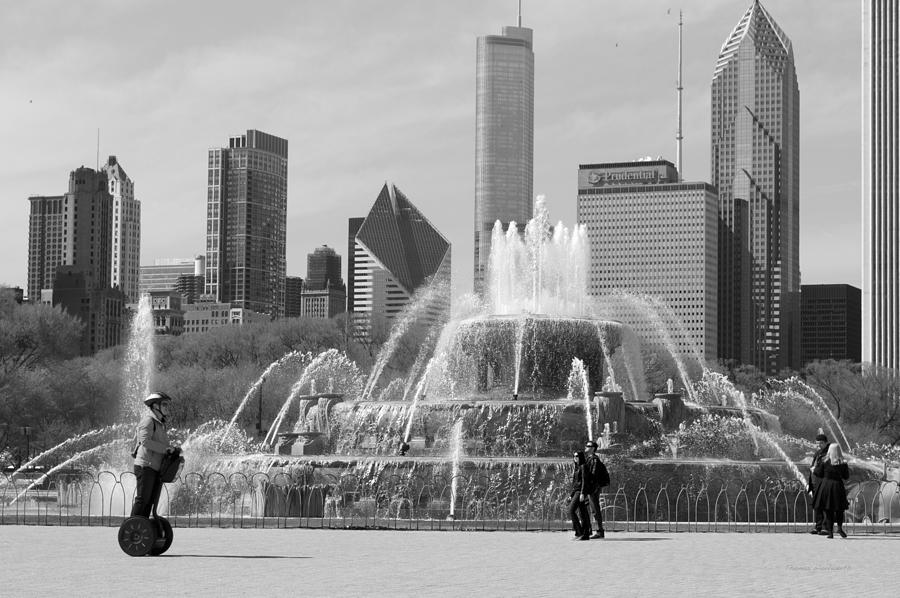Chicago Photograph - May In Chicago At Buckingham Fountain BW by Thomas Woolworth