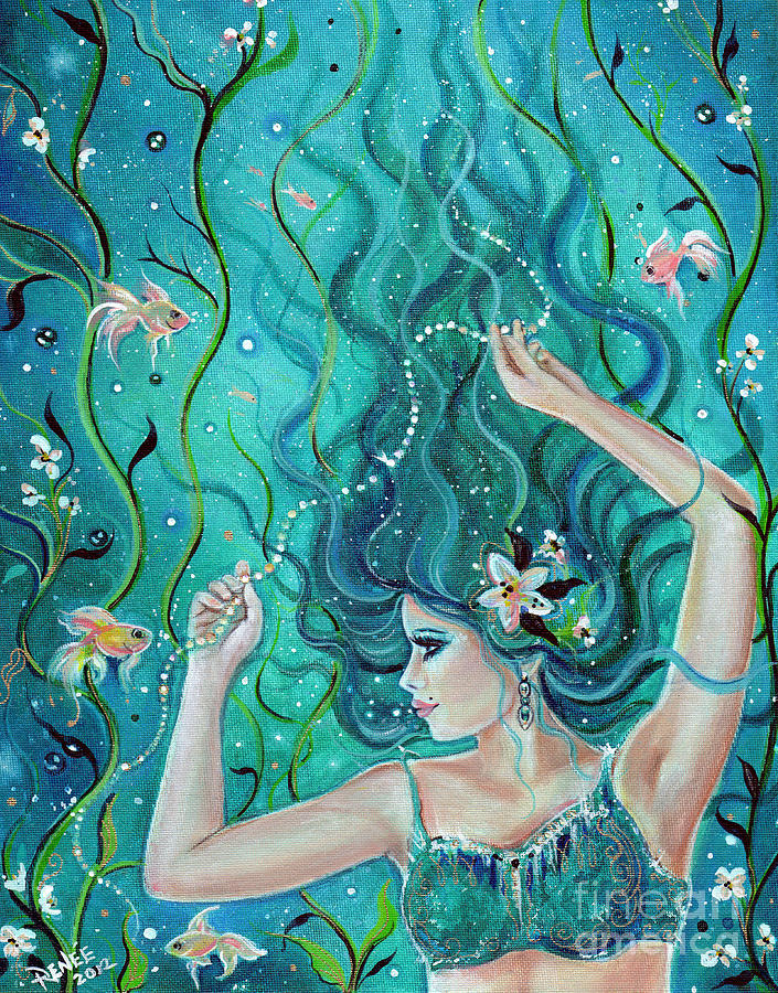 Mermaid Painting - Maya Tropical Mermaid by Renee Lavoie