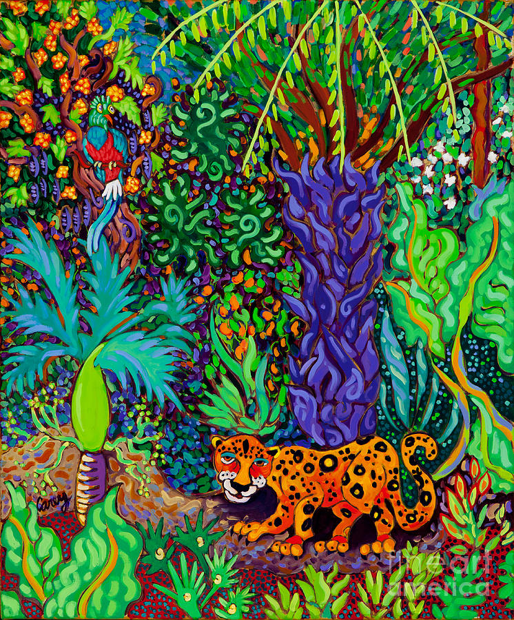 Mayan Jaguar Painting by Cathy Carey