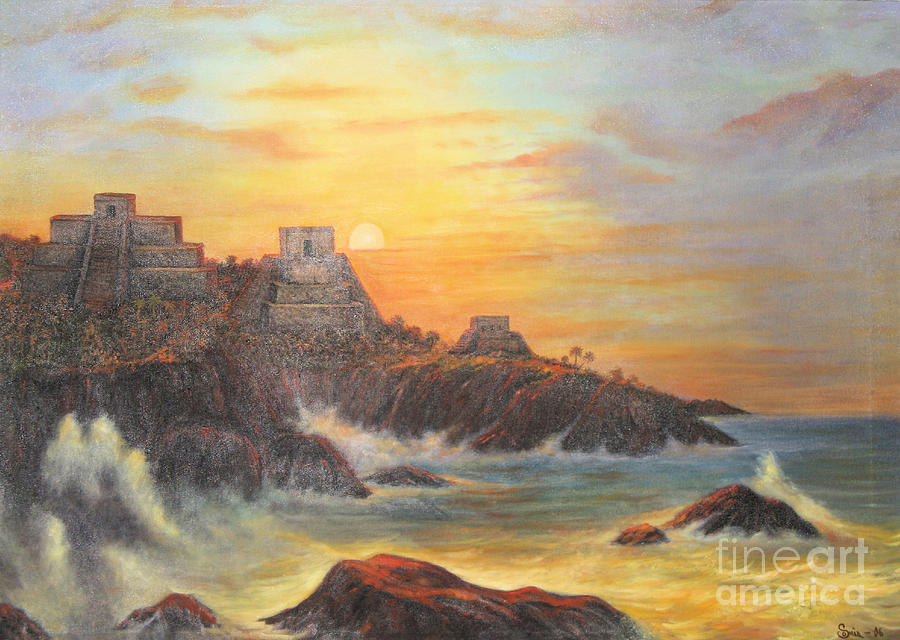 Sunset Painting - Mayan Sunset by Sonia Flores Ruiz