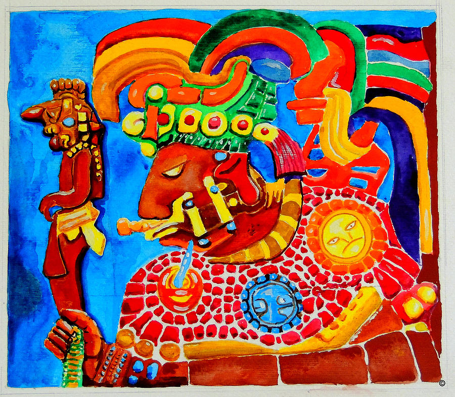 Mayan Wall Relief Painting