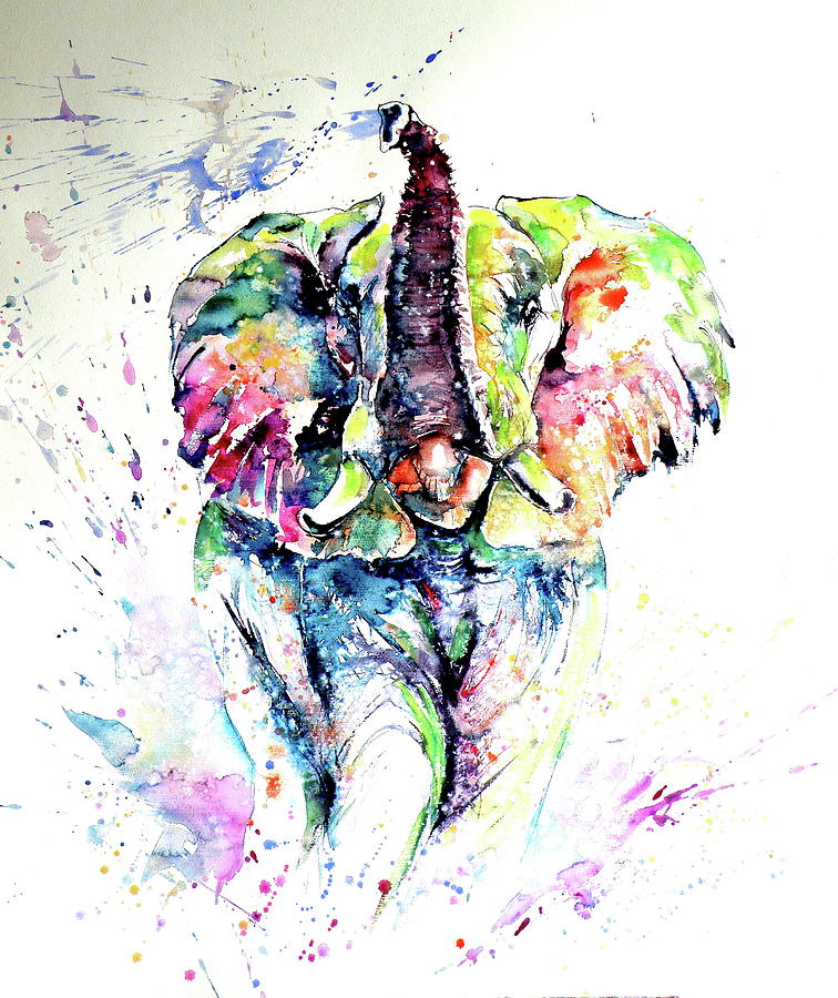 Mayestic colorful elephant playing light Painting by Kovacs Anna Brigitta