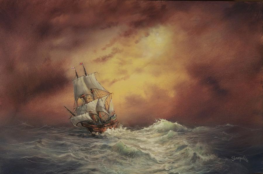 Mayflower At Sea Painting by Tom Shropshire