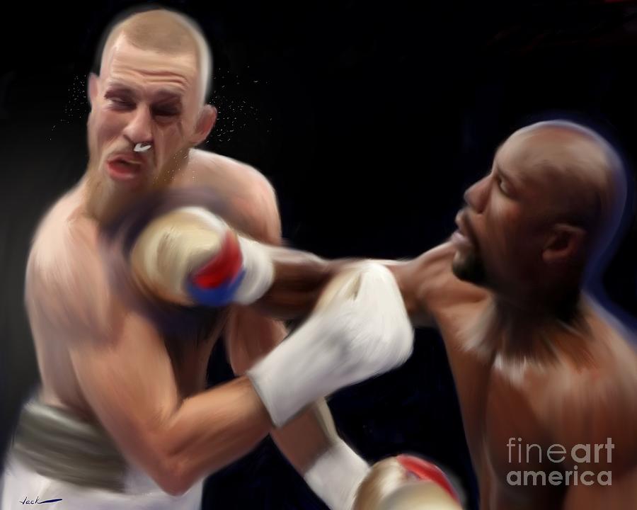 Mayweather Knocks Snot Out Of McGregor Painting by Jack Bunds