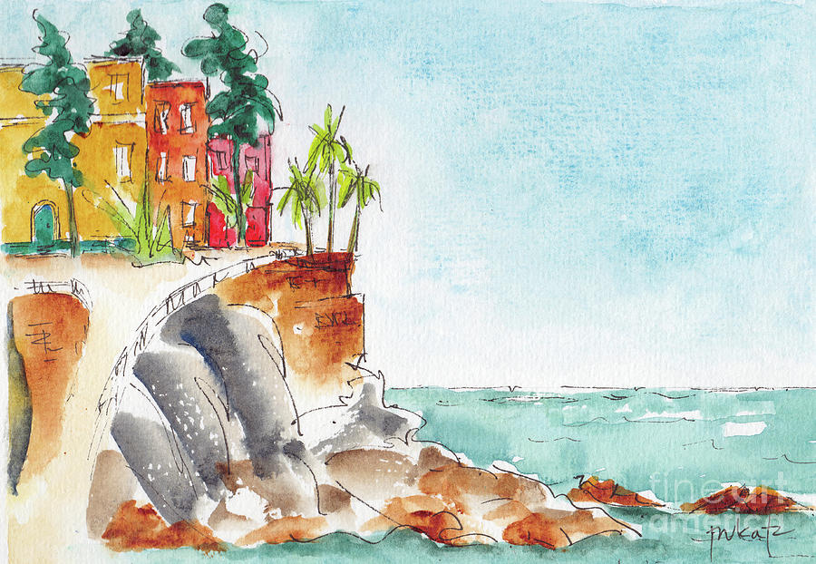 Mazatlan Cliff Painting by Pat Katz
