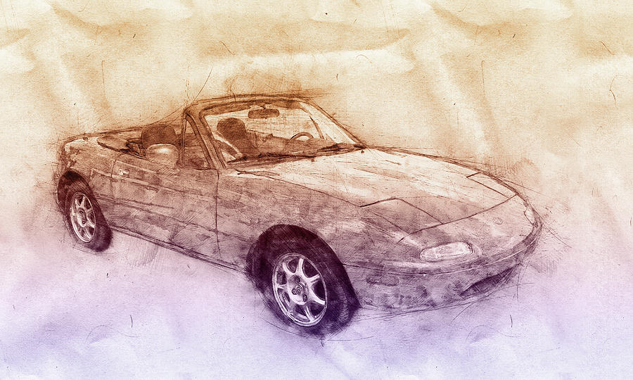 Mazda MX-5 Miata 2 - Mazda Roadster - Automotive Art - Car Posters Mixed Media by Studio Grafiikka
