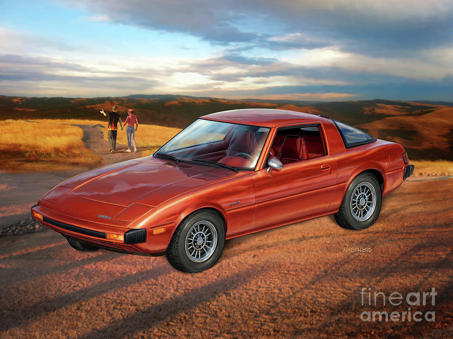 Mazda RX-7 Digital Art by Stu Shepherd