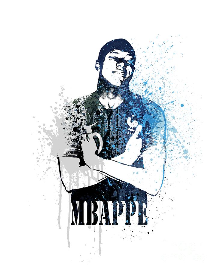 Mbappe #dark blue #world Cup 2018 #france Painting by Art Popop